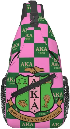 Sorority Gifts Paraphernalia Sling Bag Crossbody Travel Hiking Chest Backpack Shoulder Daypack For Women - Pink, 7.5 x 3.5 x 15.4 inches