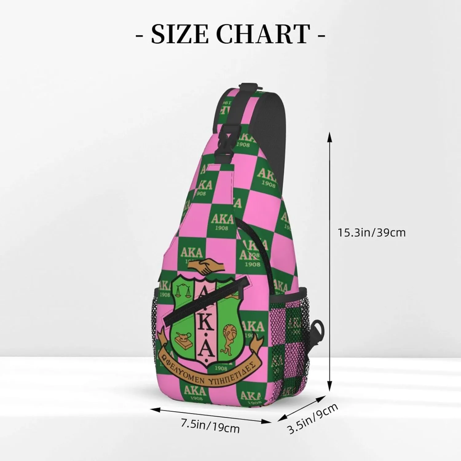 Sorority Gifts Paraphernalia Sling Bag Crossbody Travel Hiking Chest Backpack Shoulder Daypack For Women - Pink, 7.5 x 3.5 x 15.4 inches