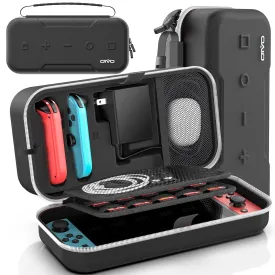 Switch OLED Carrying Case Compatible with Nintendo Switch & OLED, Portable Switch Travel Carry Case Fit for Joy-Con and Adapter, Hard Shell Protective Switch Pouch Bag with 20 Games, White