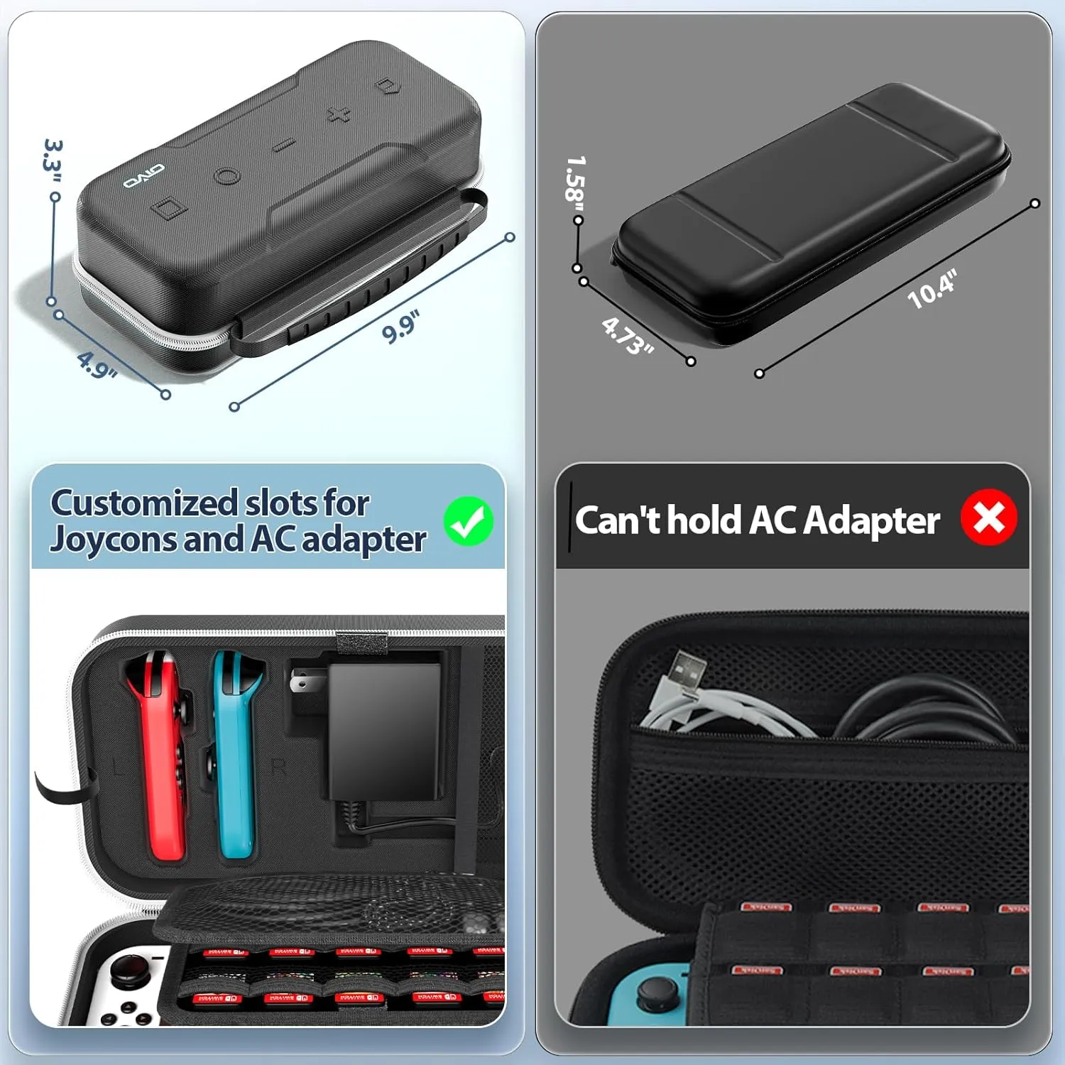 Switch OLED Carrying Case Compatible with Nintendo Switch & OLED, Portable Switch Travel Carry Case Fit for Joy-Con and Adapter, Hard Shell Protective Switch Pouch Bag with 20 Games, White