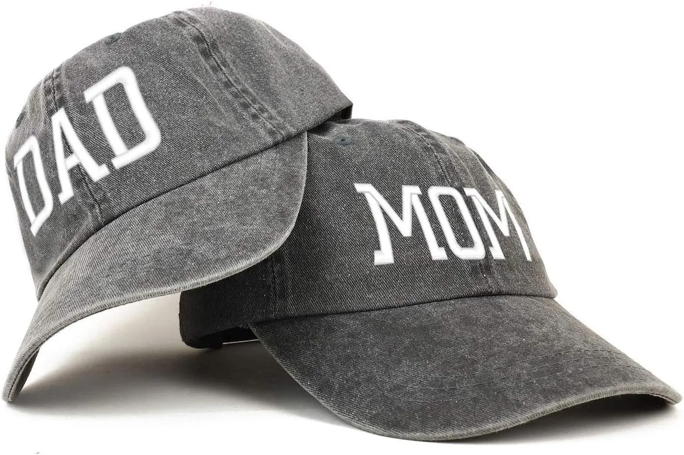 Trendy Apparel Shop Capital Mom and Dad Pigment Dyed Couple 2 Pc Cap Set