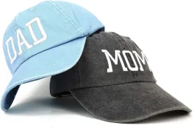Trendy Apparel Shop Capital Mom and Dad Pigment Dyed Couple 2 Pc Cap Set