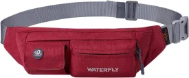 WATERFLY Fanny Pack for Women Men Water Resistant Small Waist Pouch Slim Belt Bag with 4 Pockets for Running Travelling Hiking Walking Lightweight Crossbody Chest Bag Fit All Phones