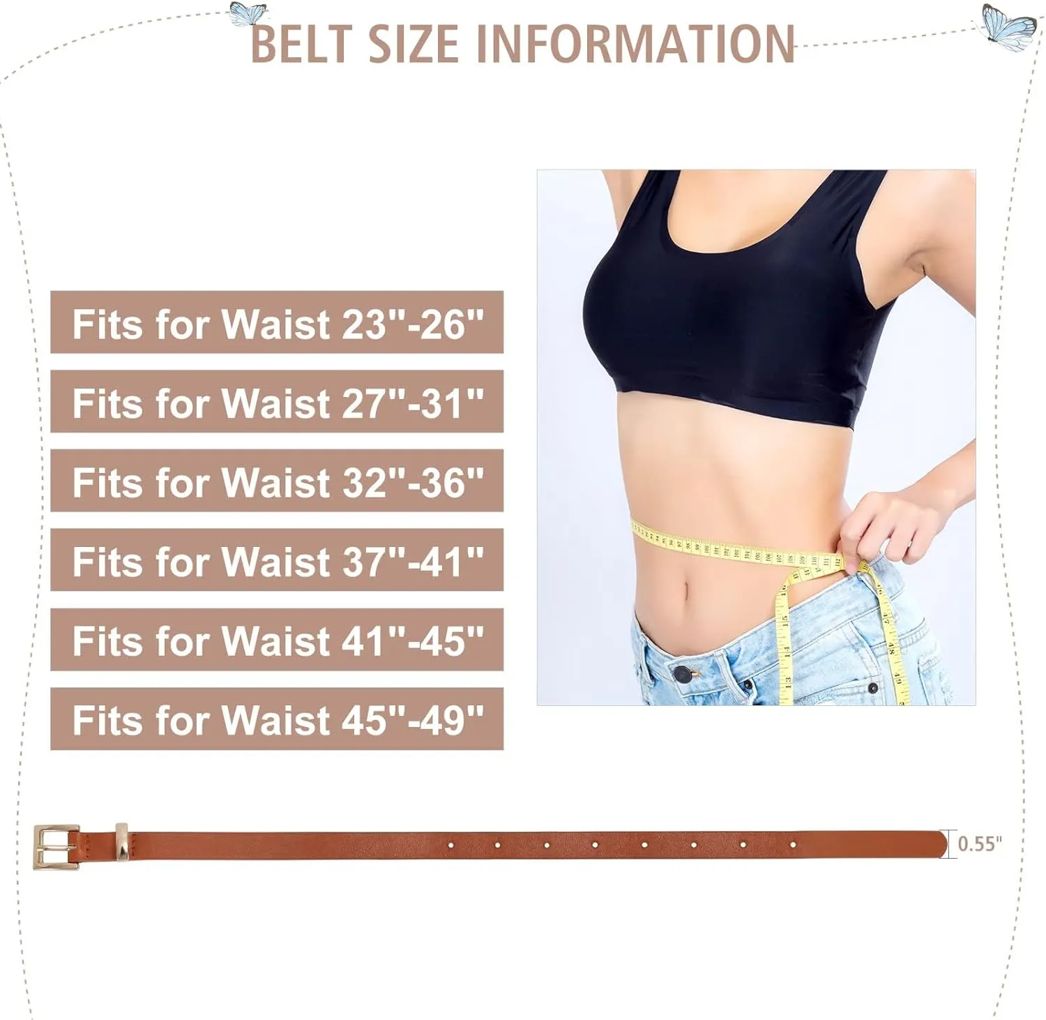 WHIPPY Set of 4Women Skinny Leather Belt Thin Waist Belt with Metal Buckle for Pants Jeans Dresses