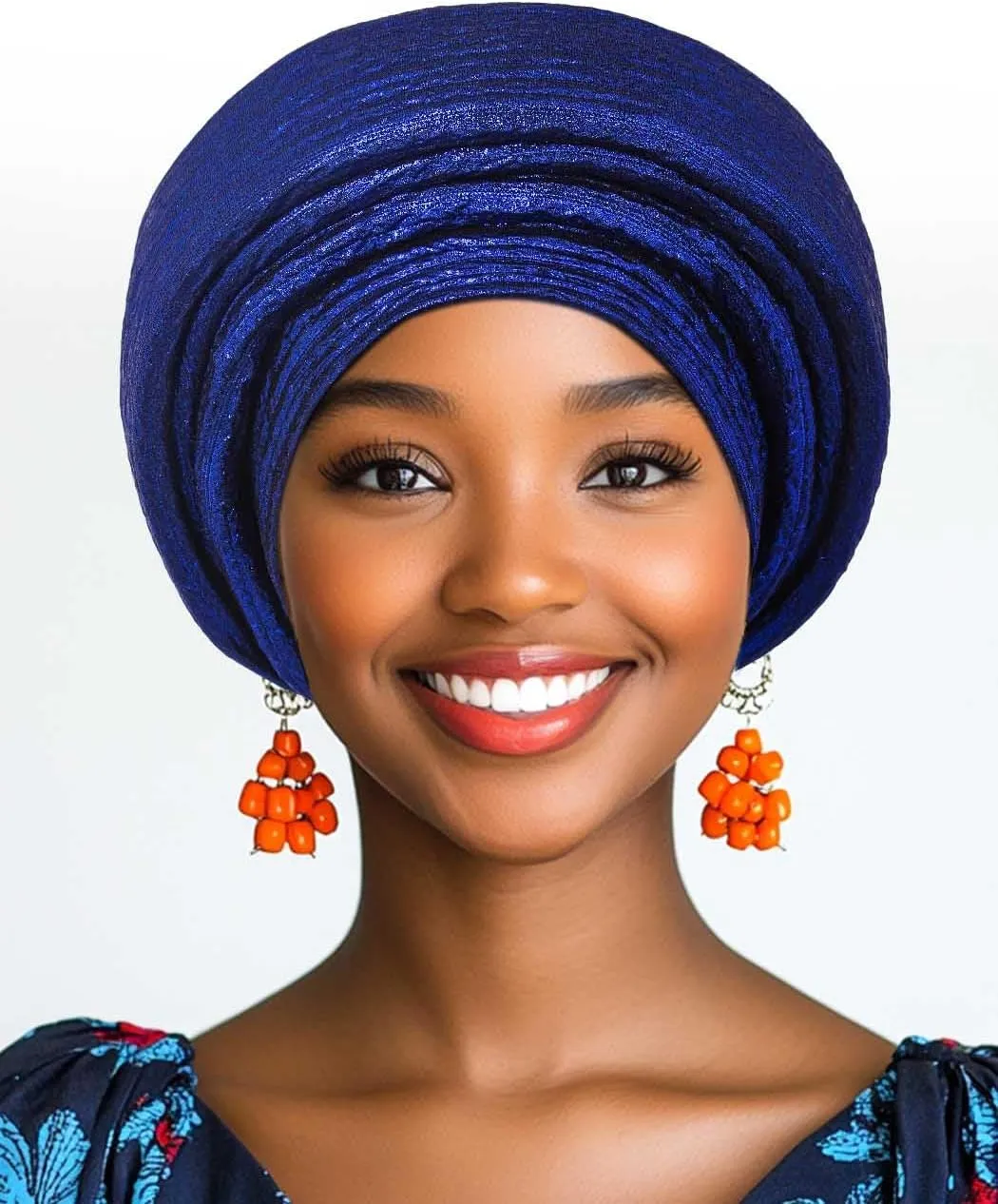 Woeoe Pre-Tied African Hats Gold Auto Gele African Head Wraps Church Turban for Women