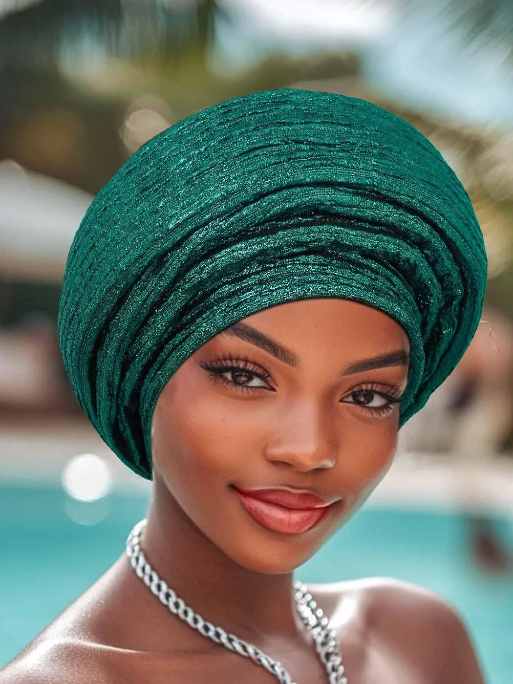 Woeoe Pre-Tied African Hats Gold Auto Gele African Head Wraps Church Turban for Women