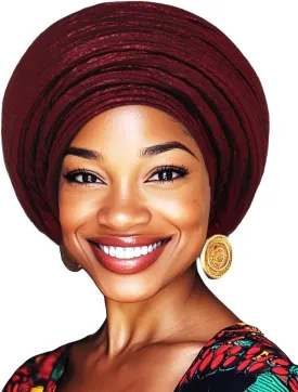 Woeoe Pre-Tied African Hats Gold Auto Gele African Head Wraps Church Turban for Women
