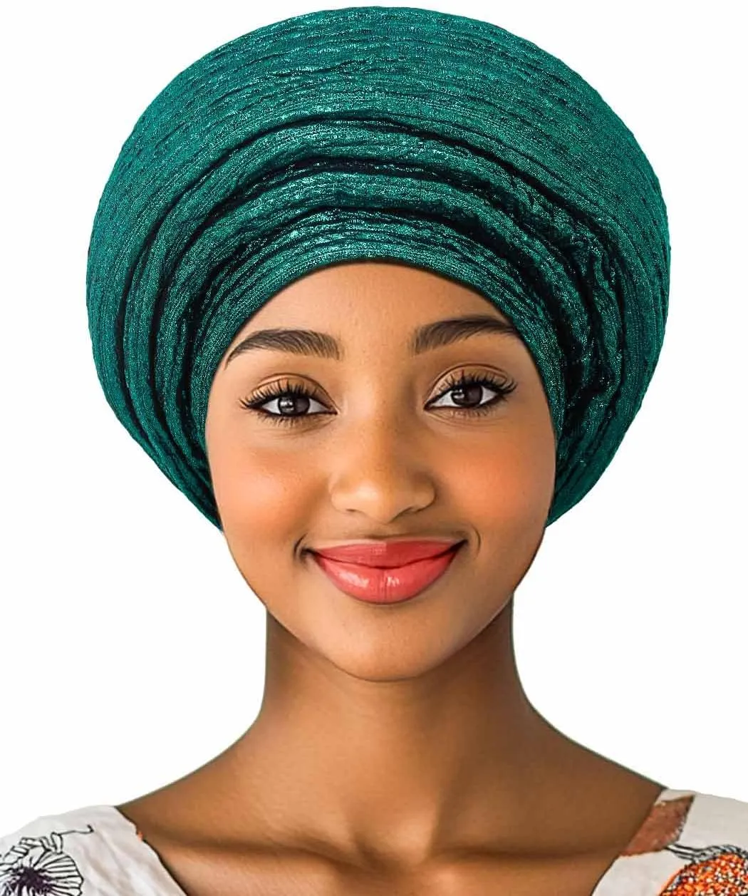 Woeoe Pre-Tied African Hats Gold Auto Gele African Head Wraps Church Turban for Women