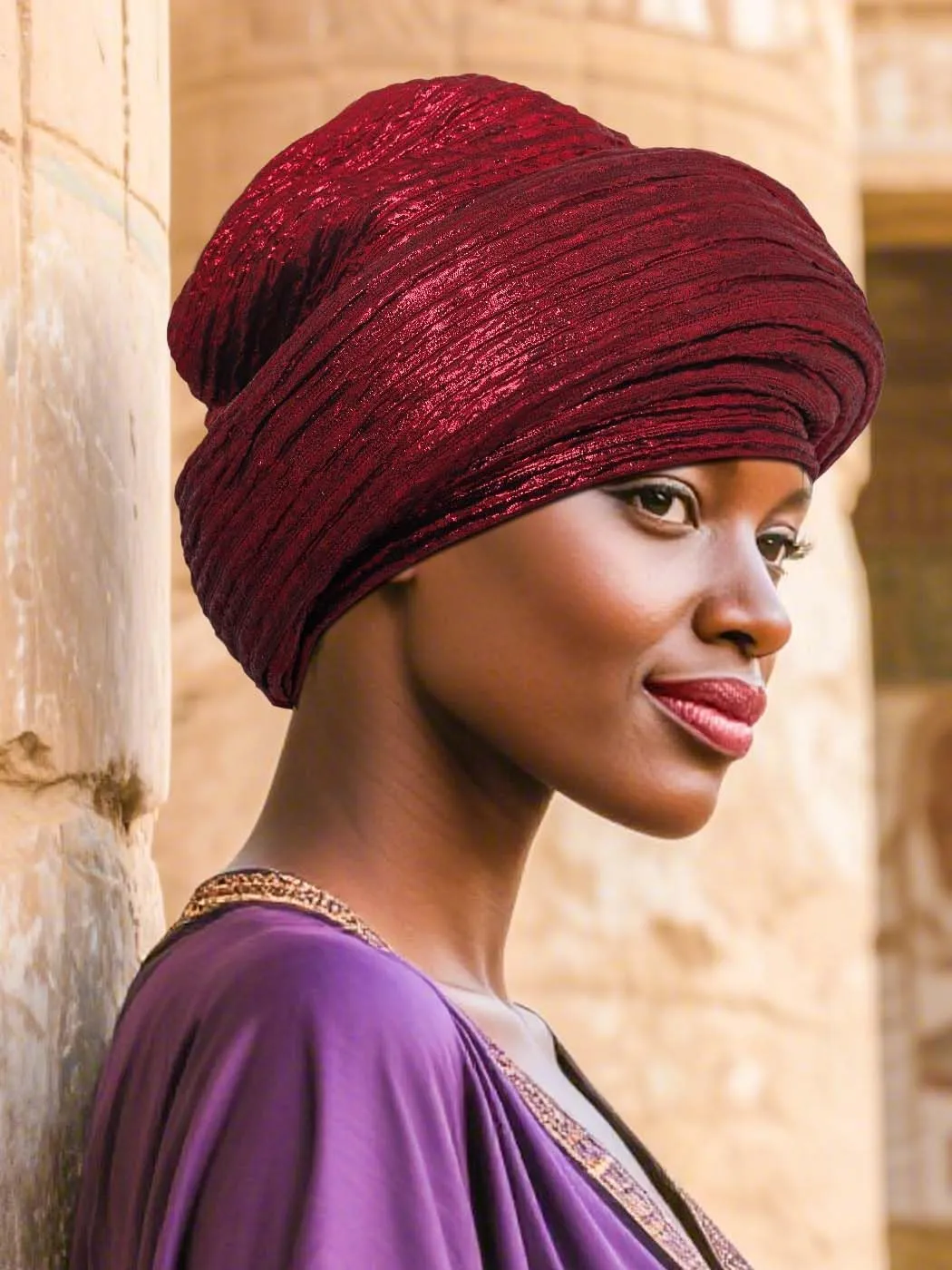 Woeoe Pre-Tied African Hats Gold Auto Gele African Head Wraps Church Turban for Women