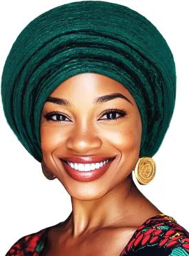 Woeoe Pre-Tied African Hats Gold Auto Gele African Head Wraps Church Turban for Women