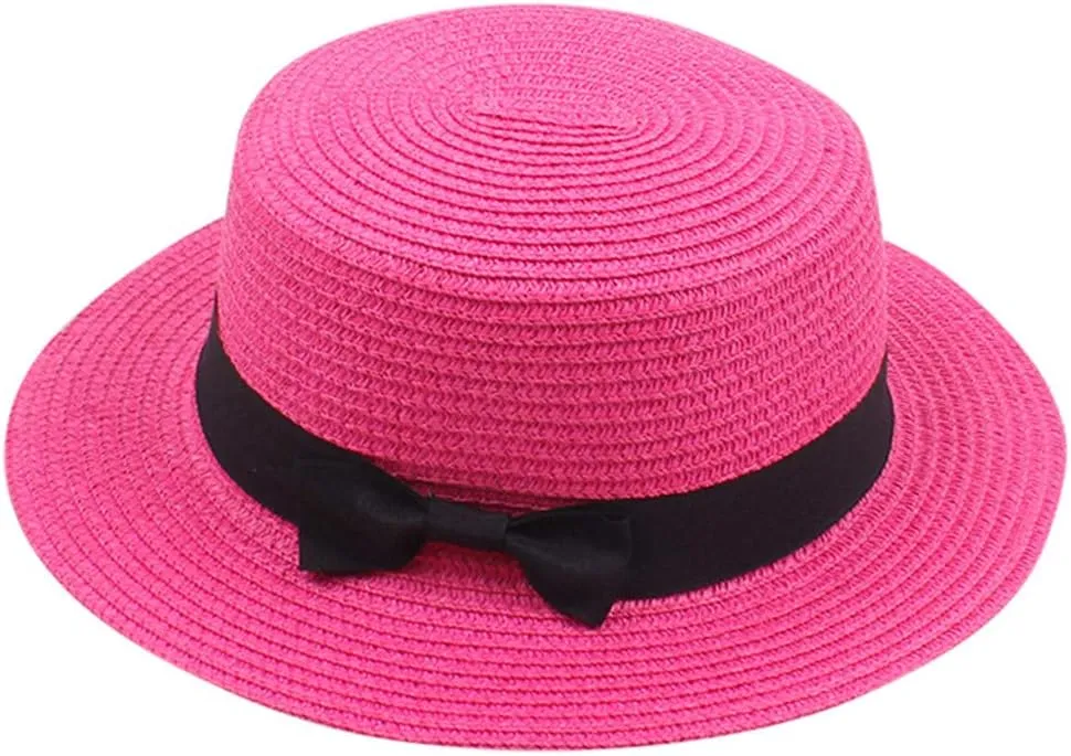Womens Sun Hat Classic Fedora Hat Flat Top Hat Pork Pie Hat Wide Brim Church Cap for Women and Men