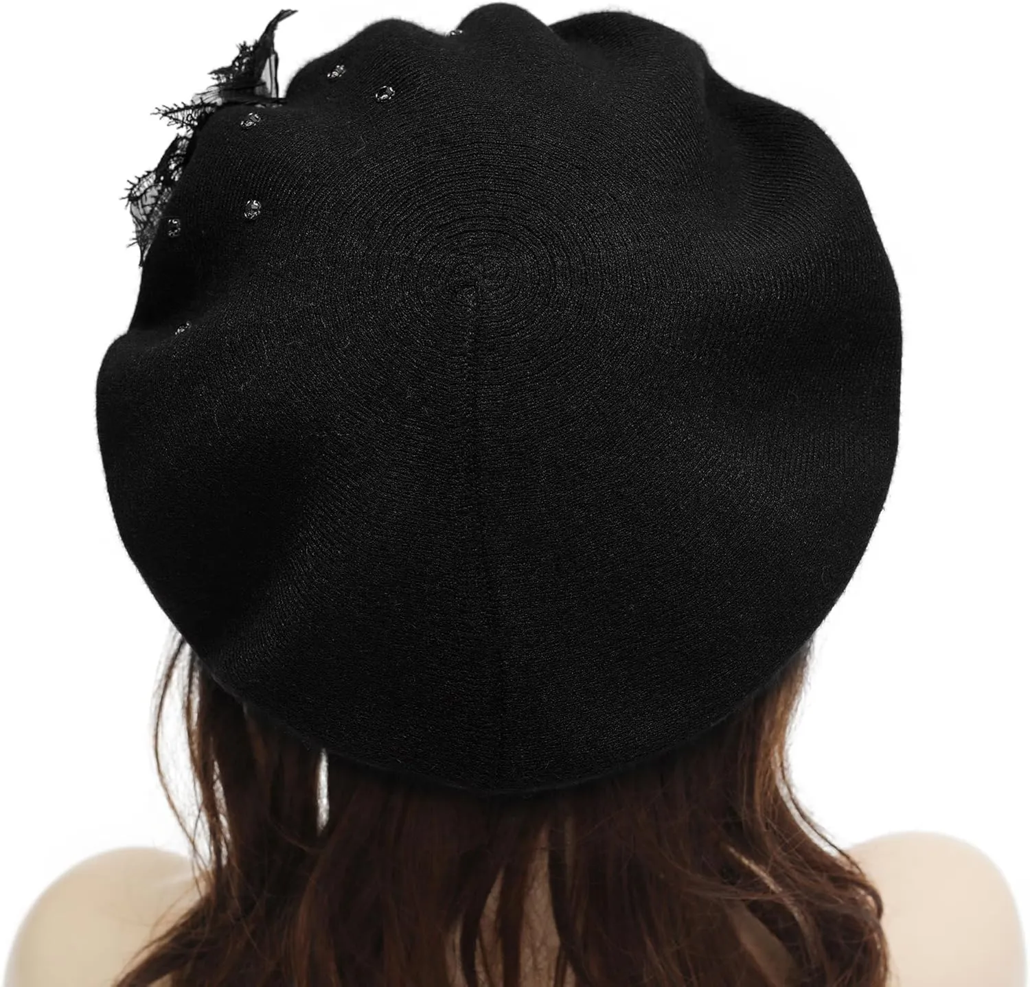 ZLYC Womens French Beret hat, Reversible Solid Color Cashmere Mosaic Warm Beret Cap for Girls