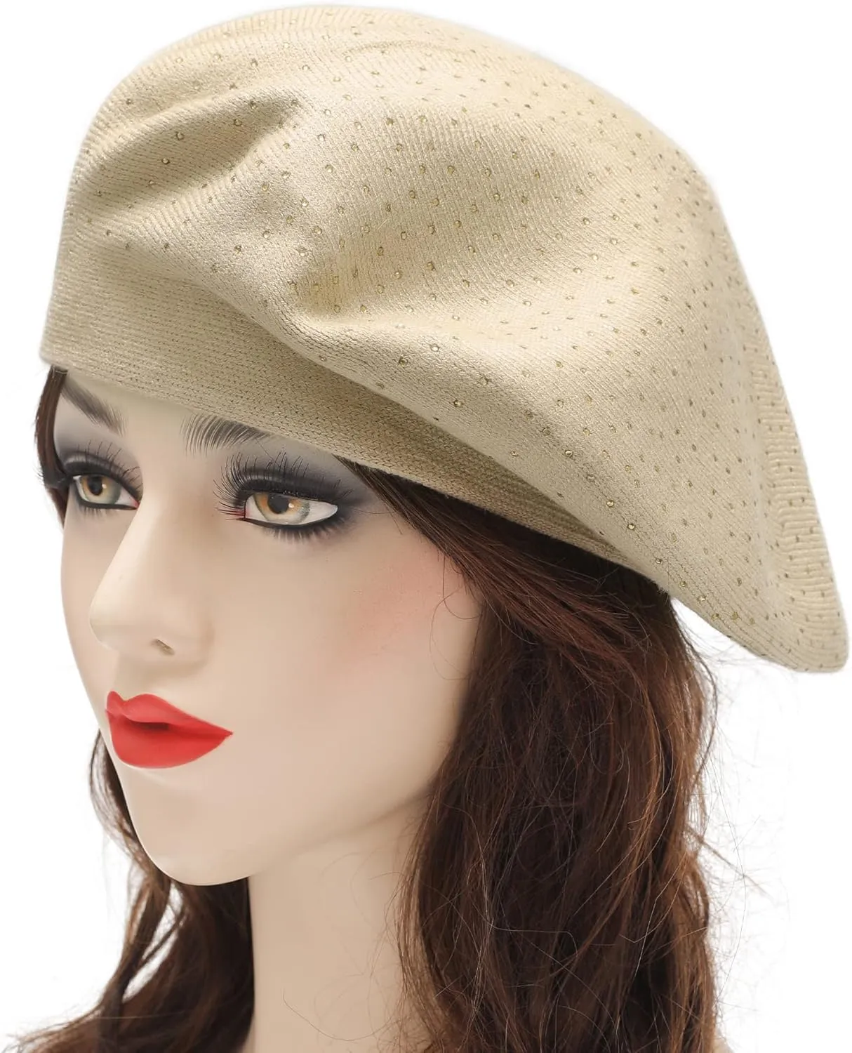 ZLYC Womens French Beret hat, Reversible Solid Color Cashmere Mosaic Warm Beret Cap for Girls