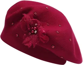 ZLYC Womens French Beret hat, Reversible Solid Color Cashmere Mosaic Warm Beret Cap for Girls