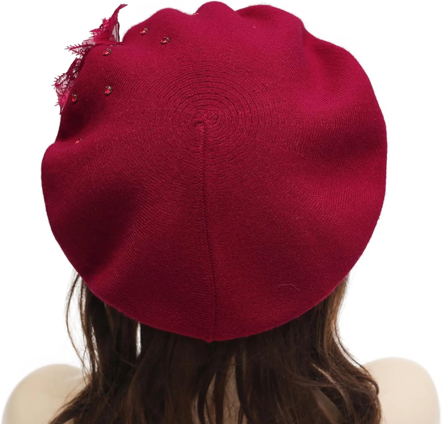 ZLYC Womens French Beret hat, Reversible Solid Color Cashmere Mosaic Warm Beret Cap for Girls